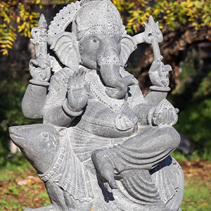 Black marble Hindu God Ganesha Sculpture